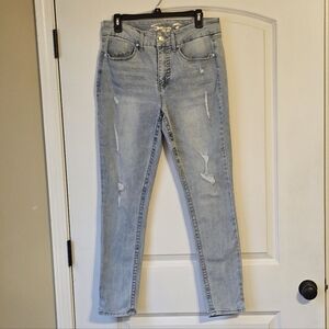 Seven7 Light Blue Straight Leg Distressed  HIGH RISE SKINNY